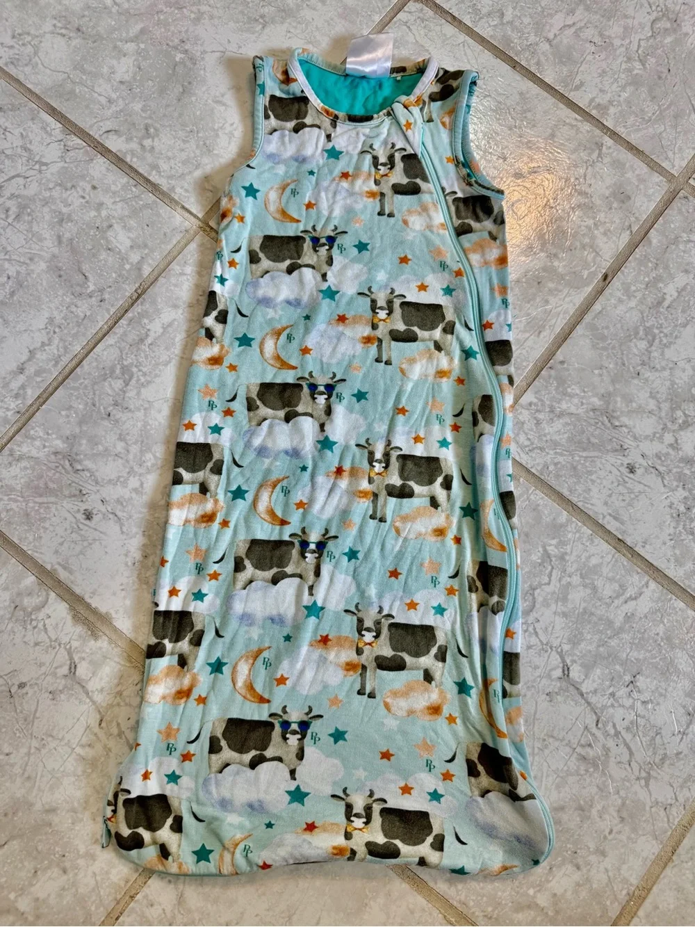 Posh peanut sleeping cow bamboo sleep sack .5tog 0-6 months